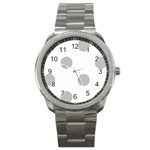 Polka Dots - Silver Gray on White Sport Metal Watch
