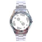 Polka Dots - Silver Gray on White Stainless Steel Analogue Watch