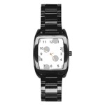 Polka Dots - Silver Gray on White Stainless Steel Barrel Watch