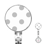Polka Dots - Silver Gray on White Stainless Steel Nurses Watch
