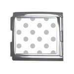 Polka Dots - Silver Gray on White Mega Link Italian Charm (18mm)