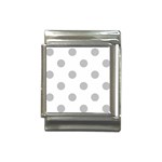 Polka Dots - Silver Gray on White Italian Charm (13mm)