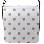 Polka Dots - Silver Gray on White Flap Closure Messenger Bag (S)