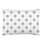 Polka Dots - Silver Gray on White Pillow Case (Two Sides)