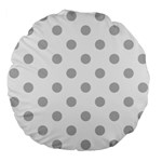 Polka Dots - Silver Gray on White Large 18  Premium Flano Round Cushion