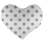 Polka Dots - Silver Gray on White Large 19  Premium Flano Heart Shape Cushion