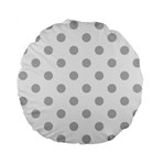 Polka Dots - Silver Gray on White Standard 15  Premium Flano Round Cushion