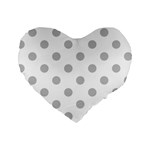 Polka Dots - Silver Gray on White Standard 16  Premium Heart Shape Cushion