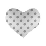 Polka Dots - Silver Gray on White Standard 16  Premium Flano Heart Shape Cushion