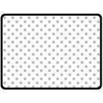 Polka Dots - Silver Gray on White Double Sided Fleece Blanket (Large) (Two Sides)