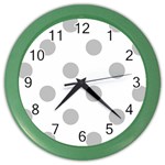 Polka Dots - Silver Gray on White Color Wall Clock