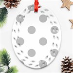Polka Dots - Silver Gray on White Oval Filigree Ornament (Two Sides)