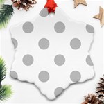 Polka Dots - Silver Gray on White Ornament (Snowflake)