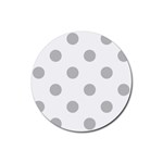 Polka Dots - Silver Gray on White Rubber Round Coaster (4 pack)