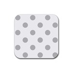 Polka Dots - Silver Gray on White Rubber Coaster (Square)