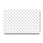 Polka Dots - Silver Gray on White Small Doormat