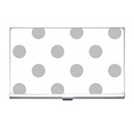 Polka Dots - Silver Gray on White Business Card Holder