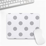 Polka Dots - Silver Gray on White Small Mousepad