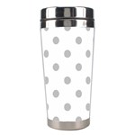 Polka Dots - Silver Gray on White Stainless Steel Travel Tumbler