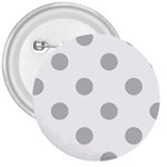 Polka Dots - Silver Gray on White 3  Button