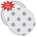 Polka Dots - Silver Gray on White 3  Button (100 pack)
