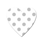 Polka Dots - Silver Gray on White Magnet (Heart)