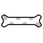 Polka Dots - Silver Gray on White Magnet (Dog Bone)