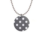 Polka Dots - White on Gray 1  Button Necklace