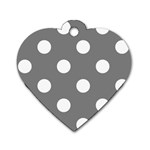 Polka Dots - White on Gray Dog Tag Heart (One Side)
