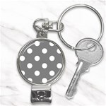 Polka Dots - White on Gray Nail Clippers Key Chain