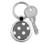 Polka Dots - White on Gray Key Chain (Round)