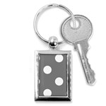Polka Dots - White on Gray Key Chain (Rectangle)