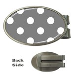 Polka Dots - White on Gray Money Clip (Oval)