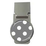 Polka Dots - White on Gray Money Clip (Round)