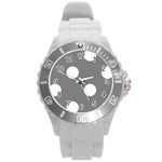 Polka Dots - White on Gray Round Plastic Sport Watch (L)