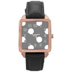Polka Dots - White on Gray Rose Gold Leather Watch