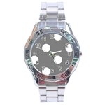 Polka Dots - White on Gray Stainless Steel Analogue Watch