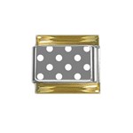 Polka Dots - White on Gray Gold Trim Italian Charm (9mm)