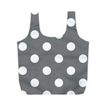 Polka Dots - White on Gray Full Print Recycle Bag (M)