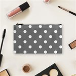 Polka Dots - White on Gray Cosmetic Bag (S)