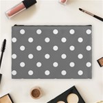 Polka Dots - White on Gray Cosmetic Bag (L)