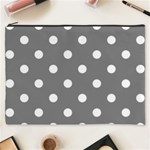 Polka Dots - White on Gray Cosmetic Bag (XXXL)