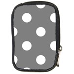 Polka Dots - White on Gray Compact Camera Leather Case