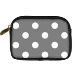 Polka Dots - White on Gray Digital Camera Leather Case