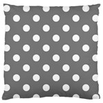 Polka Dots - White on Gray Large Flano Cushion Case (One Side)