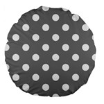 Polka Dots - White on Gray Large 18  Premium Round Cushion