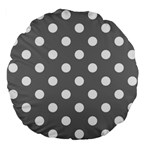 Polka Dots - White on Gray Large 18  Premium Flano Round Cushion