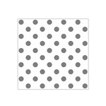 Polka Dots - Gray on White Satin Bandana Scarf