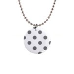 Polka Dots - Gray on White 1  Button Necklace