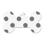 Polka Dots - Gray on White Dog Tag Bone (Two Sides)